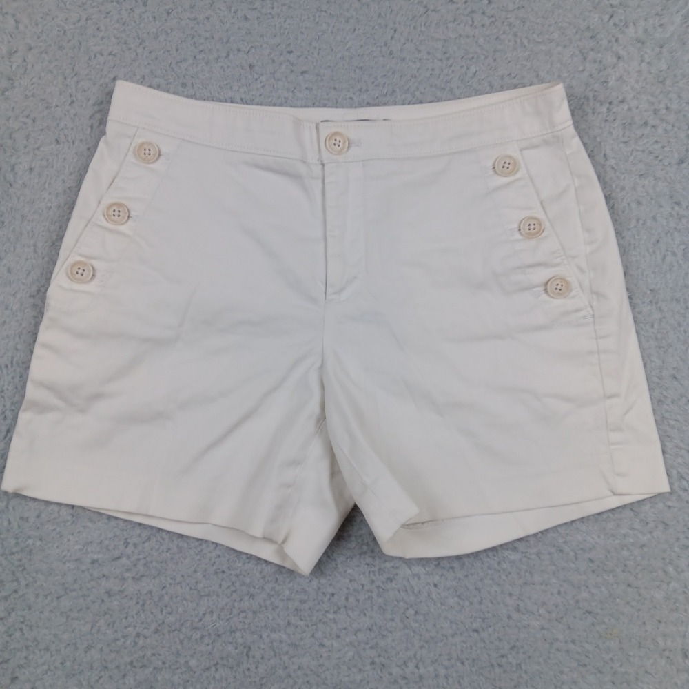 Banana Republic Short Sailor Women 0 White Button Front Stretch 672653-00